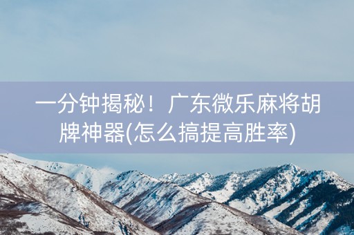 一分钟揭秘！广东微乐麻将胡牌神器(怎么搞提高胜率)