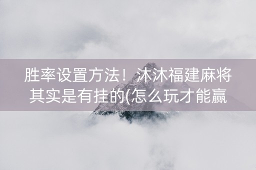 胜率设置方法！沐沐福建麻将其实是有挂的(怎么玩才能赢)