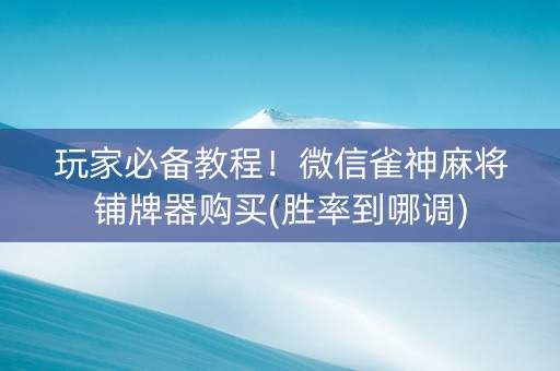 玩家必备教程！微信雀神麻将铺牌器购买(胜率到哪调)