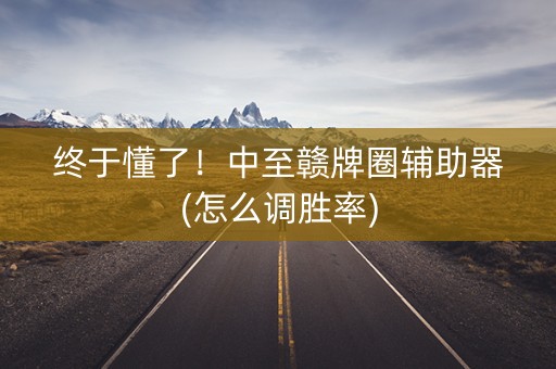 终于懂了！中至赣牌圈辅助器(怎么调胜率)