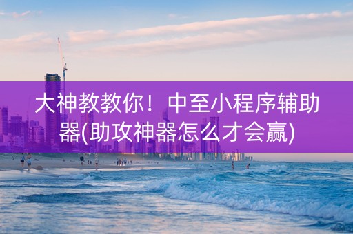 大神教教你！中至小程序辅助器(助攻神器怎么才会赢)