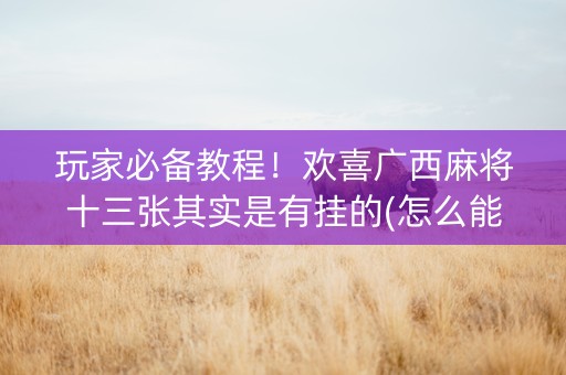 玩家必备教程！欢喜广西麻将十三张其实是有挂的(怎么能拿好牌)
