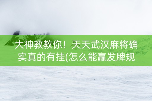 大神教教你！天天武汉麻将确实真的有挂(怎么能赢发牌规律)
