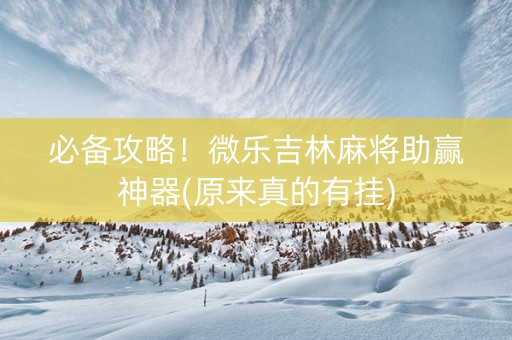 必备攻略！微乐吉林麻将助赢神器(原来真的有挂)