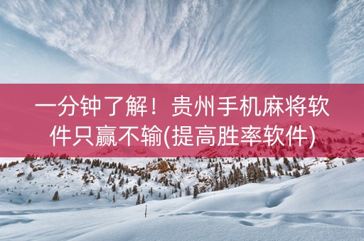 一分钟了解！贵州手机麻将软件只赢不输(提高胜率软件)