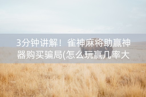 3分钟讲解！雀神麻将助赢神器购买骗局(怎么玩赢几率大)