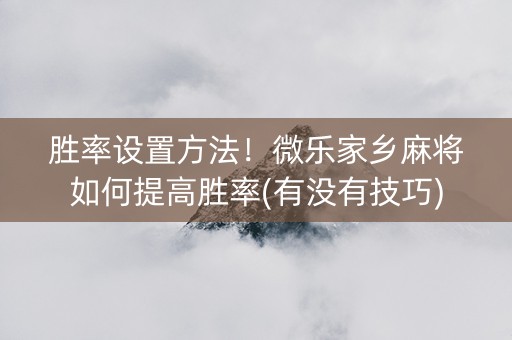 胜率设置方法！微乐家乡麻将如何提高胜率(有没有技巧)
