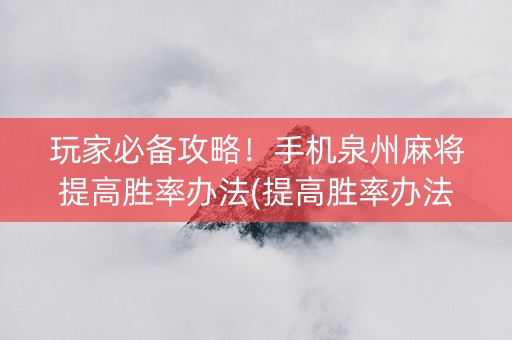玩家必备攻略！手机泉州麻将提高胜率办法(提高胜率办法)
