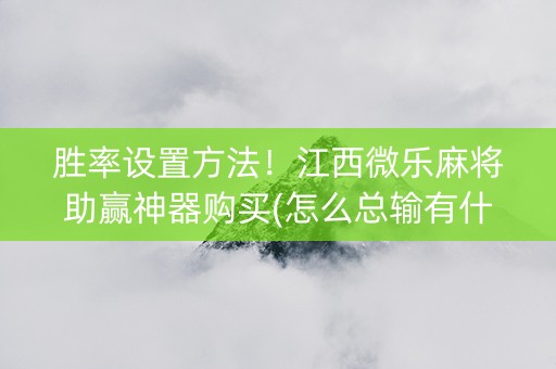 胜率设置方法！江西微乐麻将助赢神器购买(怎么总输有什么猫腻)