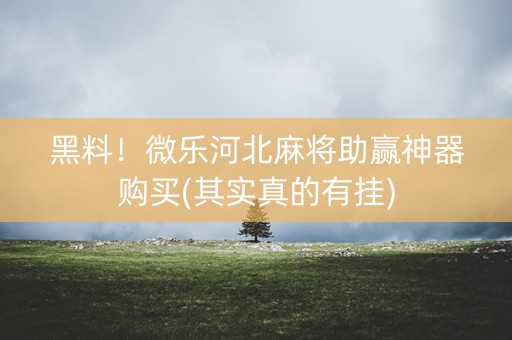 黑料！微乐河北麻将助赢神器购买(其实真的有挂)
