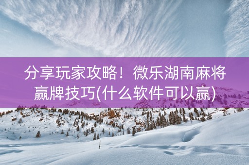 分享玩家攻略！微乐湖南麻将赢牌技巧(什么软件可以赢)