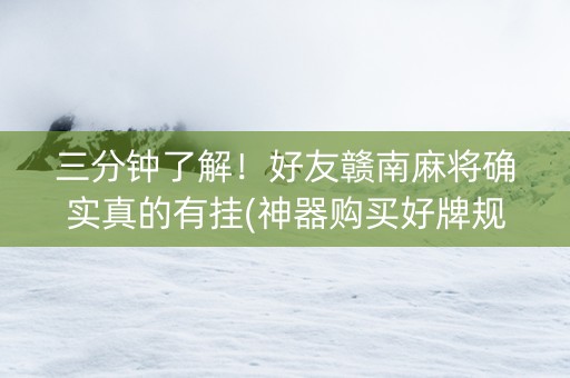 三分钟了解！好友赣南麻将确实真的有挂(神器购买好牌规律)