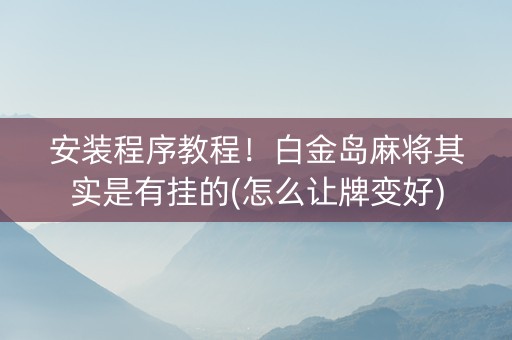 安装程序教程！白金岛麻将其实是有挂的(怎么让牌变好)