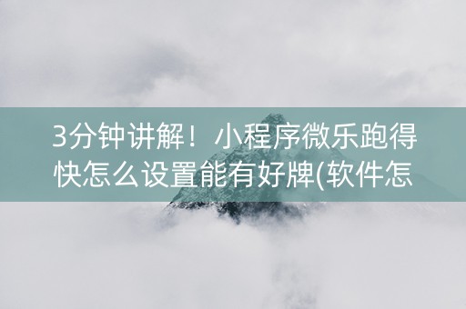 3分钟讲解！小程序微乐跑得快怎么设置能有好牌(软件怎么打赢)