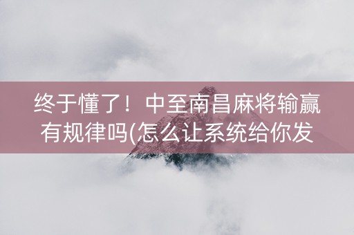 终于懂了！中至南昌麻将输赢有规律吗(怎么让系统给你发好牌)