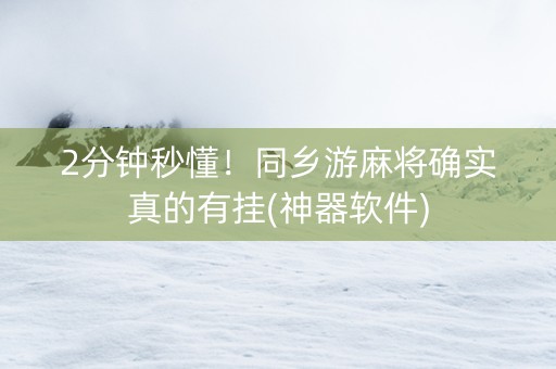 2分钟秒懂！同乡游麻将确实真的有挂(神器软件)