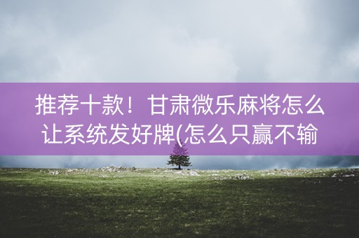 推荐十款！甘肃微乐麻将怎么让系统发好牌(怎么只赢不输)
