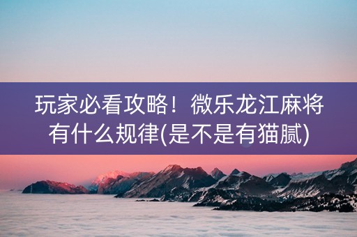 玩家必看攻略！微乐龙江麻将有什么规律(是不是有猫腻)