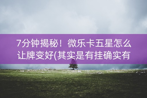 7分钟揭秘！微乐卡五星怎么让牌变好(其实是有挂确实有挂)