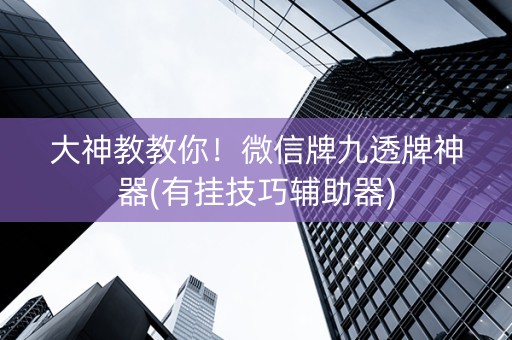 大神教教你！微信牌九透牌神器(有挂技巧辅助器)
