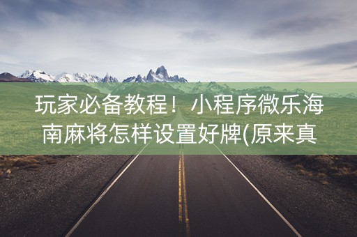 玩家必备教程！小程序微乐海南麻将怎样设置好牌(原来真的有挂)