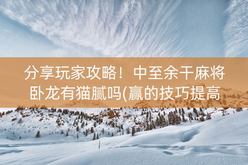 分享玩家攻略！中至余干麻将卧龙有猫腻吗(赢的技巧提高胜率)