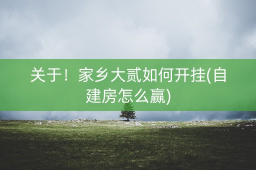 关于！家乡大贰如何开挂(自建房怎么赢)
