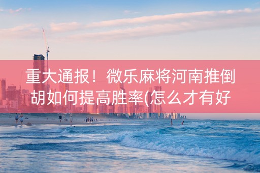 重大通报！微乐麻将河南推倒胡如何提高胜率(怎么才有好牌)