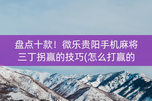 盘点十款！微乐贵阳手机麻将三丁拐赢的技巧(怎么打赢的几率大)