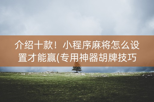介绍十款！小程序麻将怎么设置才能赢(专用神器胡牌技巧)