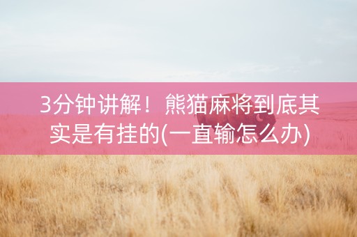 3分钟讲解！熊猫麻将到底其实是有挂的(一直输怎么办)