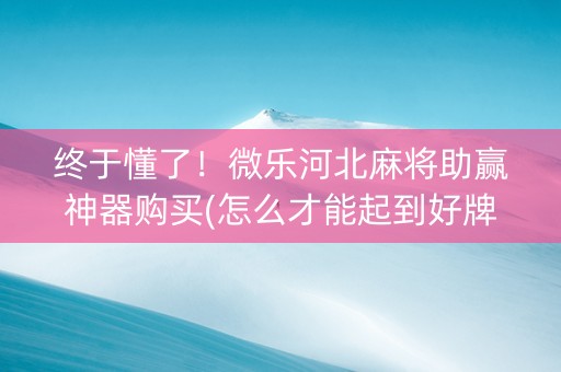 终于懂了！微乐河北麻将助赢神器购买(怎么才能起到好牌)