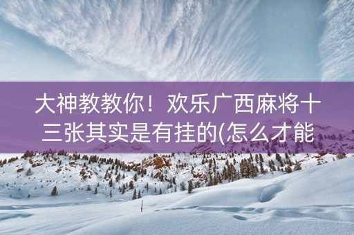 大神教教你！欢乐广西麻将十三张其实是有挂的(怎么才能调胜率)