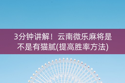 3分钟讲解！云南微乐麻将是不是有猫腻(提高胜率方法)