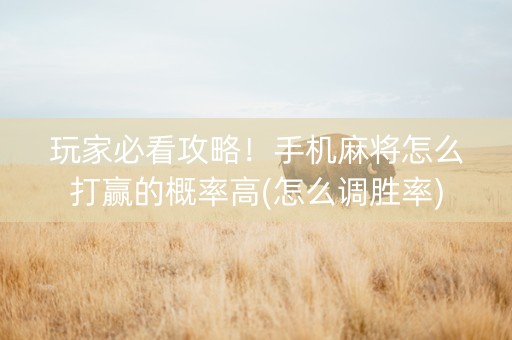 玩家必看攻略！手机麻将怎么打赢的概率高(怎么调胜率)