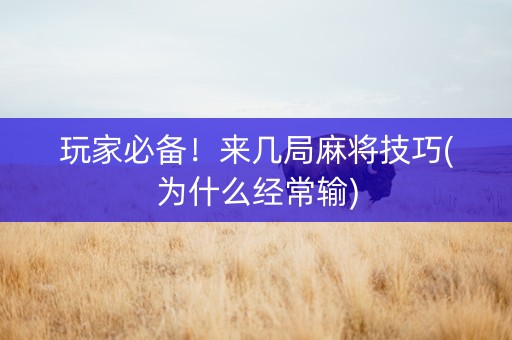 玩家必备！来几局麻将技巧(为什么经常输)