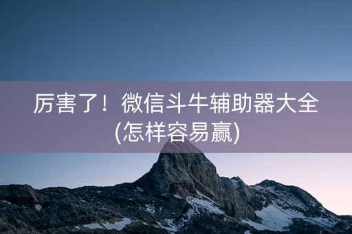 厉害了！微信斗牛辅助器大全(怎样容易赢)