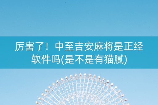 厉害了！中至吉安麻将是正经软件吗(是不是有猫腻)