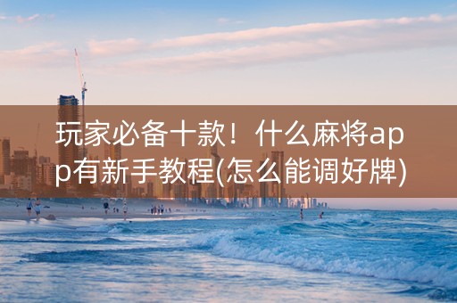 玩家必备十款！什么麻将app有新手教程(怎么能调好牌)