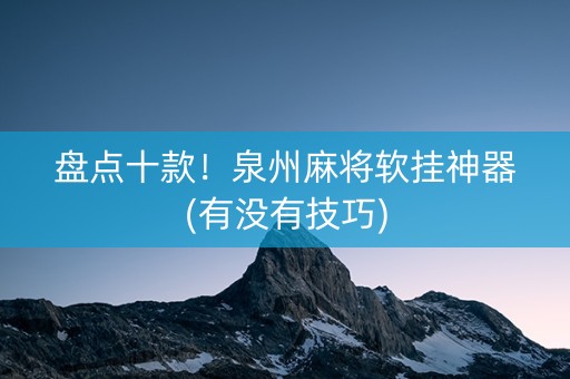 盘点十款！泉州麻将软挂神器(有没有技巧)