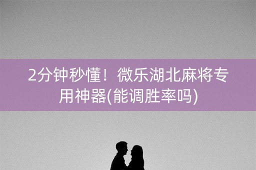 2分钟秒懂！微乐湖北麻将专用神器(能调胜率吗)