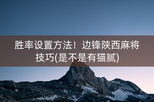 胜率设置方法！边锋陕西麻将技巧(是不是有猫腻)