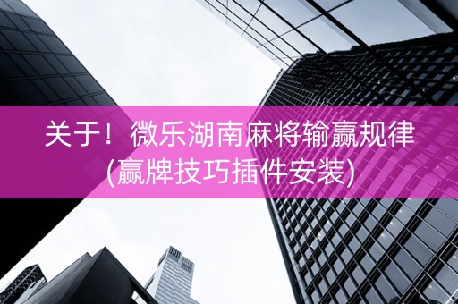 关于！微乐湖南麻将输赢规律(赢牌技巧插件安装)