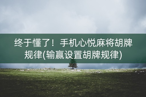 终于懂了！手机心悦麻将胡牌规律(输赢设置胡牌规律)