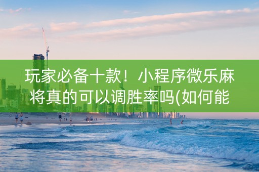 玩家必备十款！小程序微乐麻将真的可以调胜率吗(如何能得到好牌)
