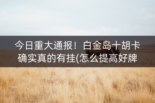 今日重大通报！白金岛十胡卡确实真的有挂(怎么提高好牌几率)