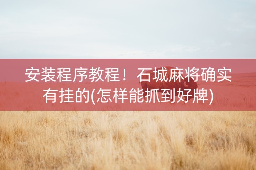 安装程序教程！石城麻将确实有挂的(怎样能抓到好牌)