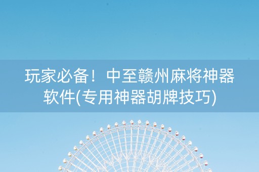 玩家必备！中至赣州麻将神器软件(专用神器胡牌技巧)