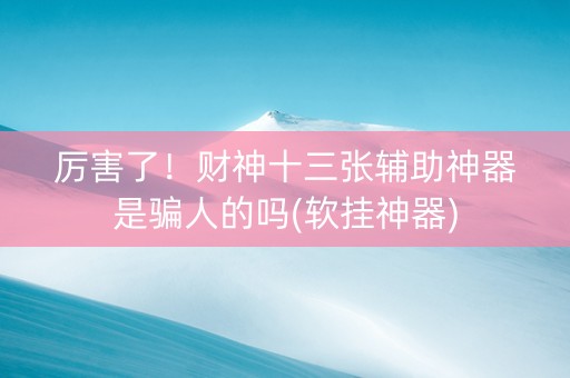 厉害了！财神十三张辅助神器是骗人的吗(软挂神器)