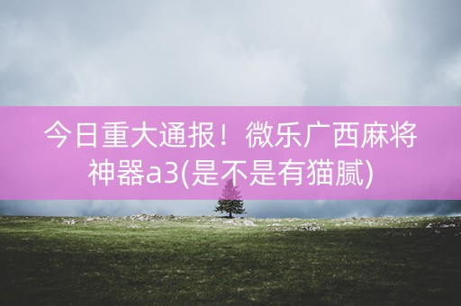 今日重大通报！微乐广西麻将神器a3(是不是有猫腻)